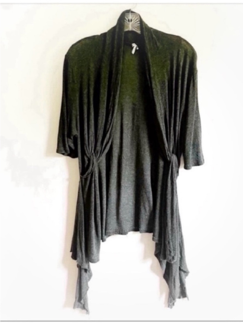 Splendid cardigan sweater gray open front knot elbow sleeves